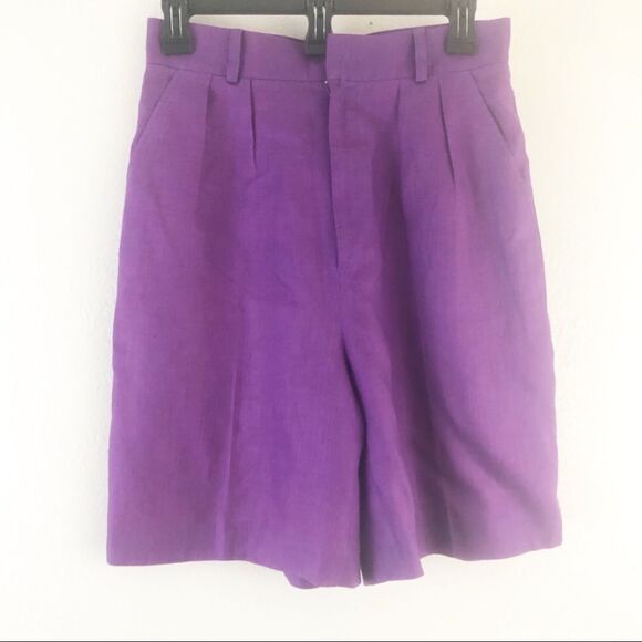Classiques high Rise Purple Vintage linen Shorts 8 - Picture 1 of 4